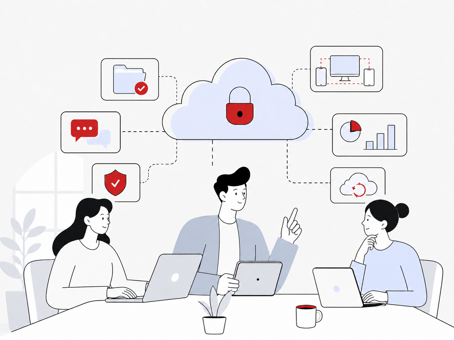 Cloud solutions for business illustration